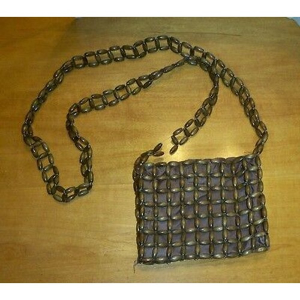 Vintage Wood Bead Shoulder Bag‎